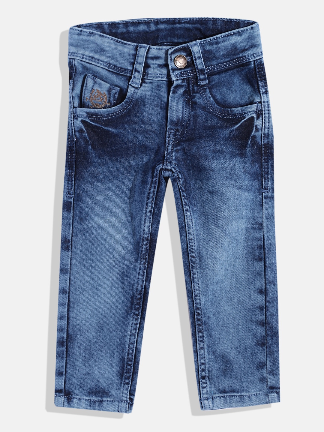 

U.S. Polo Assn. Kids Boys Blue Slim Fit Heavy Fade Acid Wash Stretchable Jeans