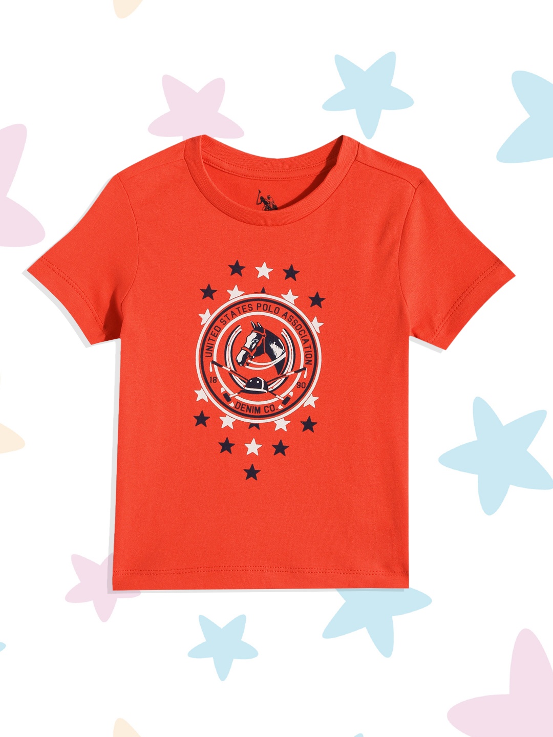 

U.S. Polo Assn. Kids Boys Red Brand Logo Printed Pure Cotton T-shirt