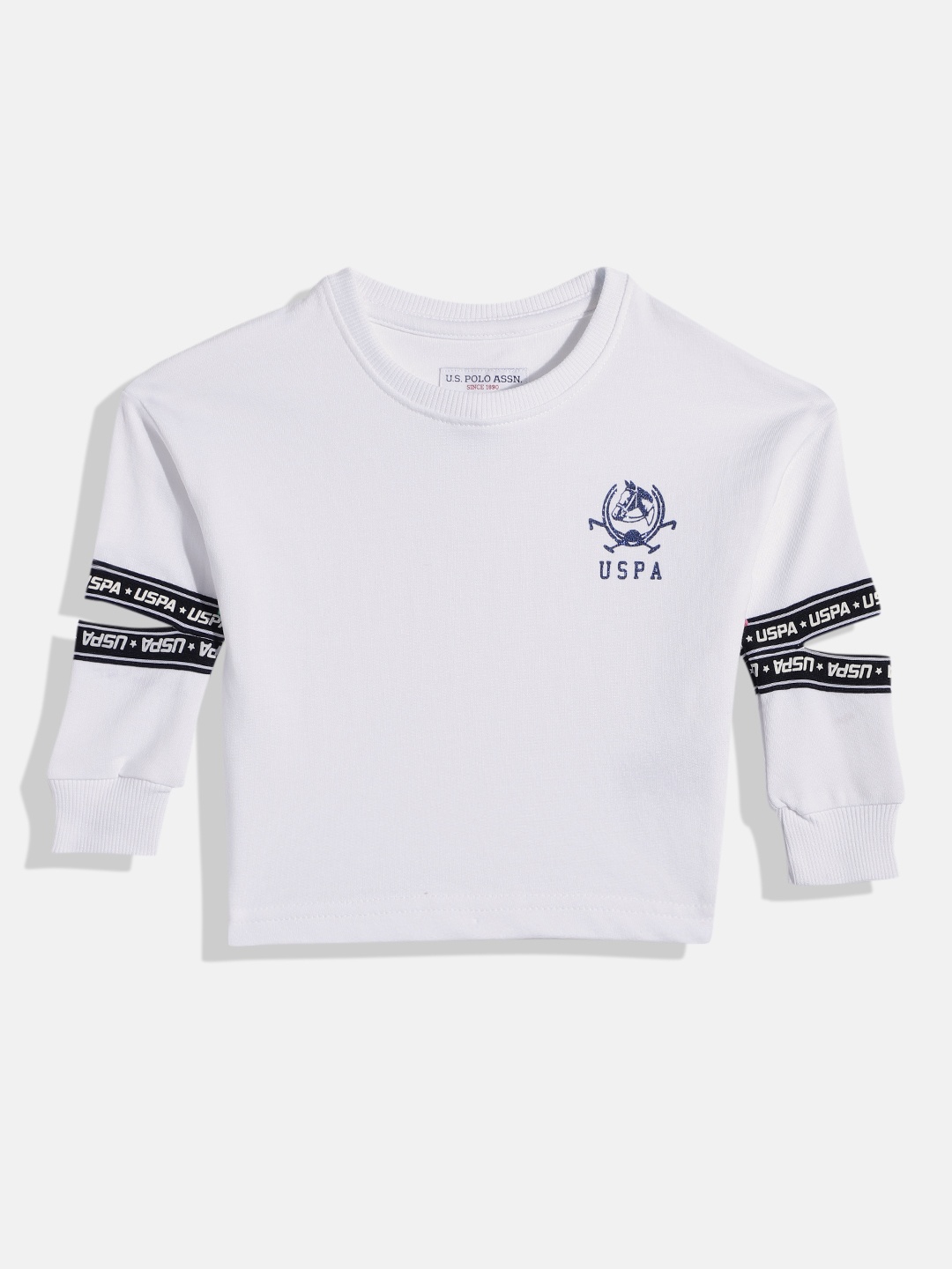 

U.S. Polo Assn. Kids Girls White Pure Cotton Printed Sweatshirt