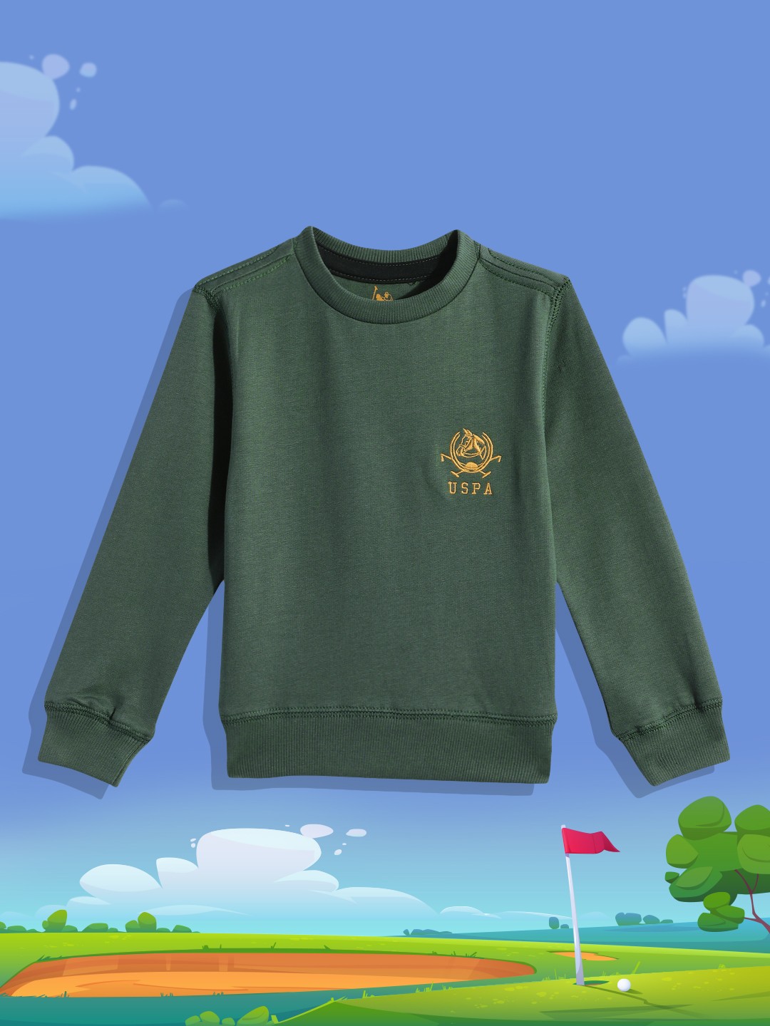 

U.S. Polo Assn. Kids Boys Green Pure Cotton Sweatshirt