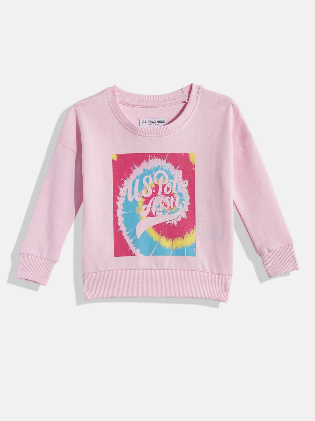 

U.S. Polo Assn. Kids Girls Pink Printed Pure Cotton Sweatshirt