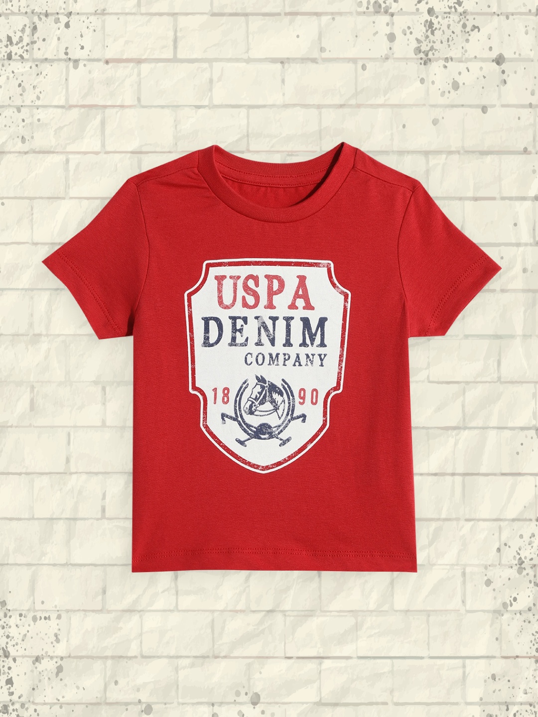 

U S Polo Assn Kids Boys Red Brand Logo Printed Pure Cotton T-shirt