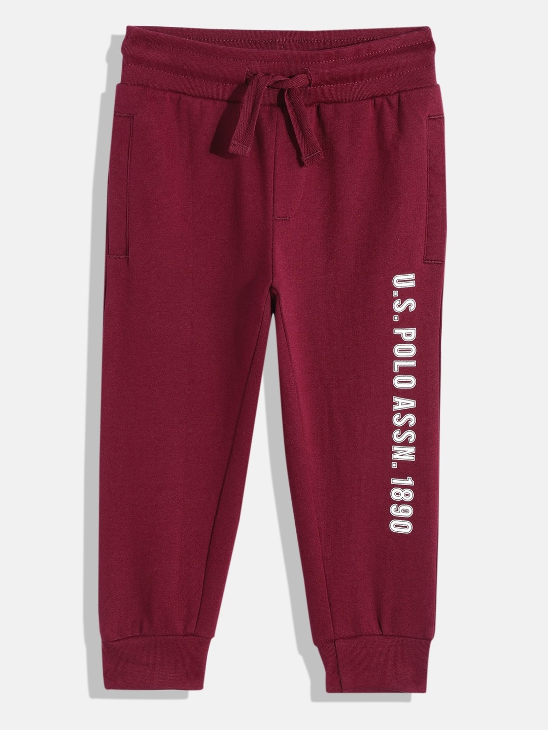 

U.S. Polo Assn. Kids Boys Brand Logo Printed Pure Cotton Joggers, Maroon