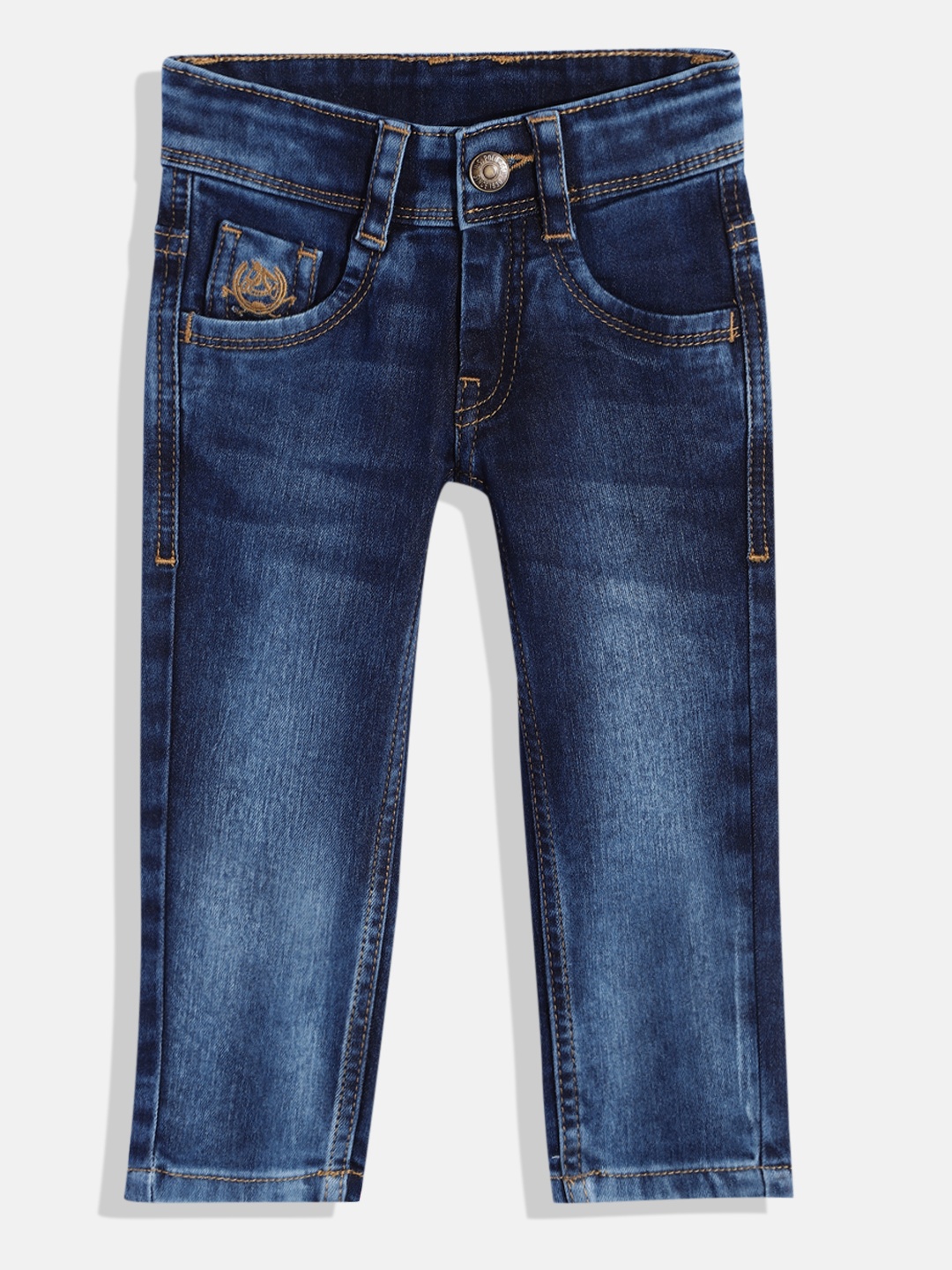 

U.S. Polo Assn. Kids Boys Skinny Fit Mid-Rise Heavy Fade Stretchable Jeans, Blue