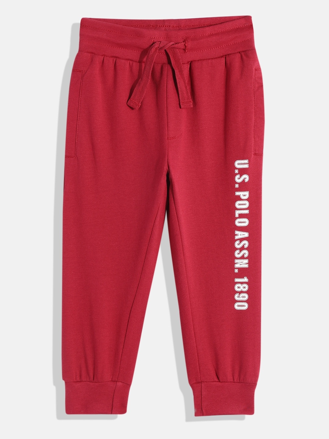

U.S. Polo Assn. Kids Boys Brand Logo Printed Pure Cotton Joggers, Red