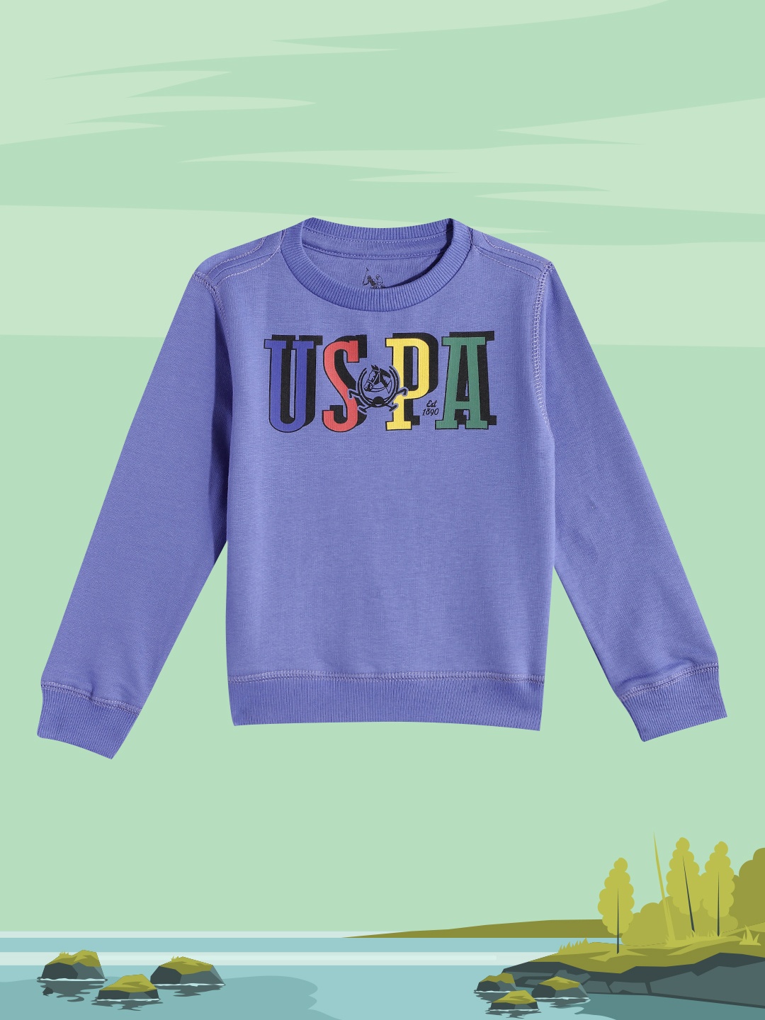 

U.S. Polo Assn. Kids Boys Purple Printed Pure Cotton Sweatshirt