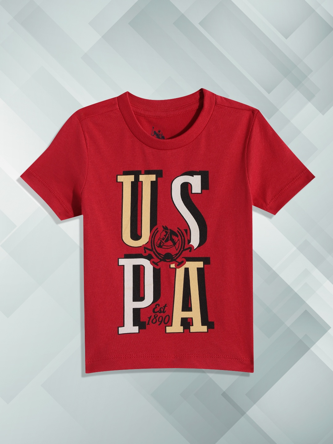 U.S. Polo Assn. Kids Boys Red Brand Logo Printed Pure Cotton T-shirt