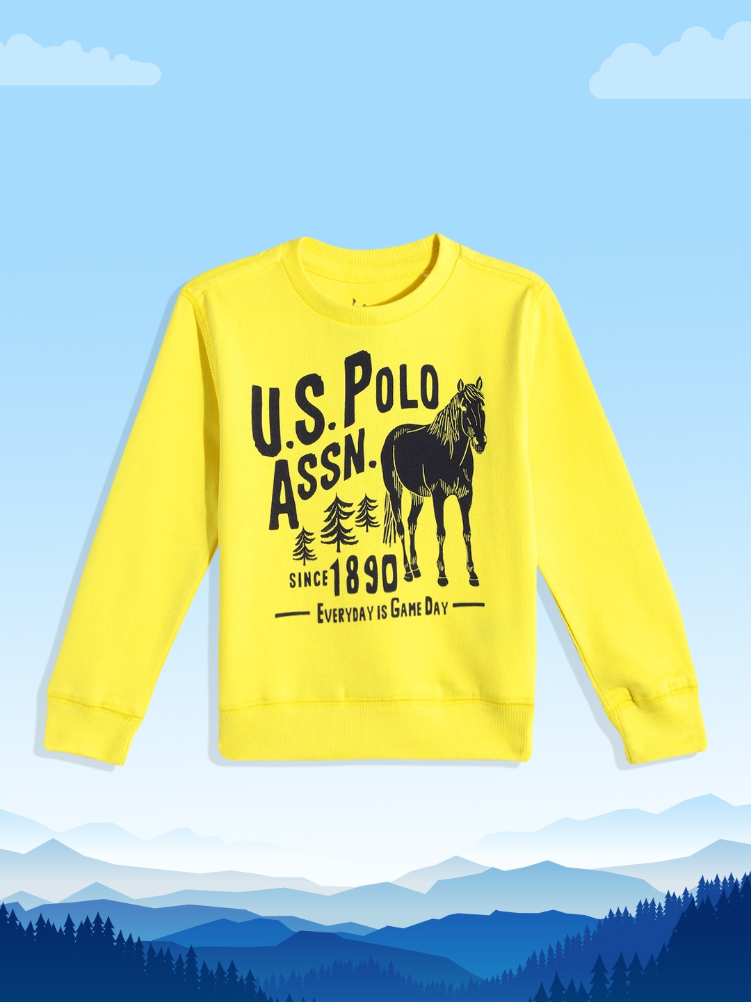 

U.S. Polo Assn. Kids Boys Yellow Brand Logo Print Pure Cotton Sweatshirt