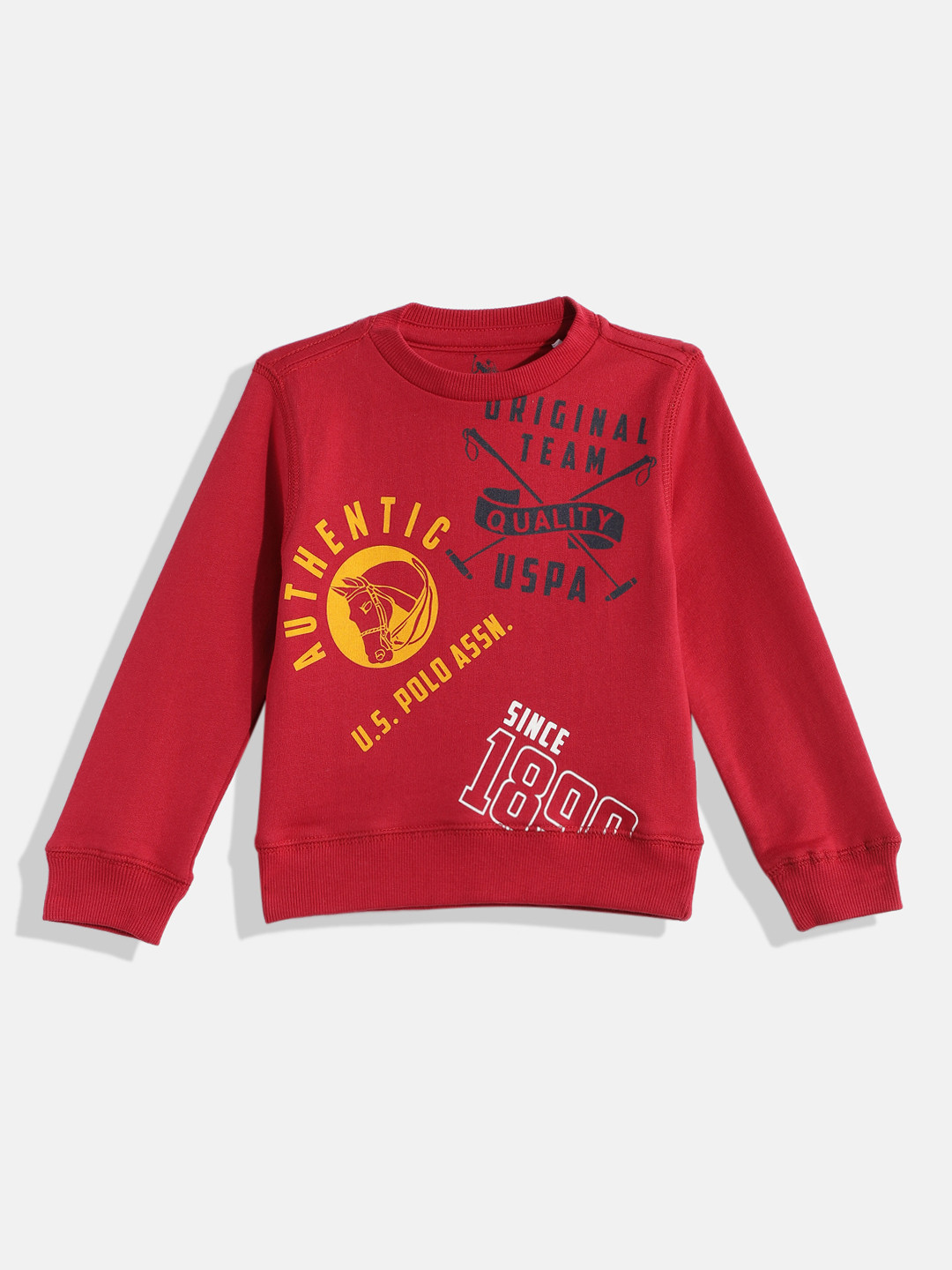 

U.S. Polo Assn. Kids Boys Red Printed Pure Cotton Sweatshirt