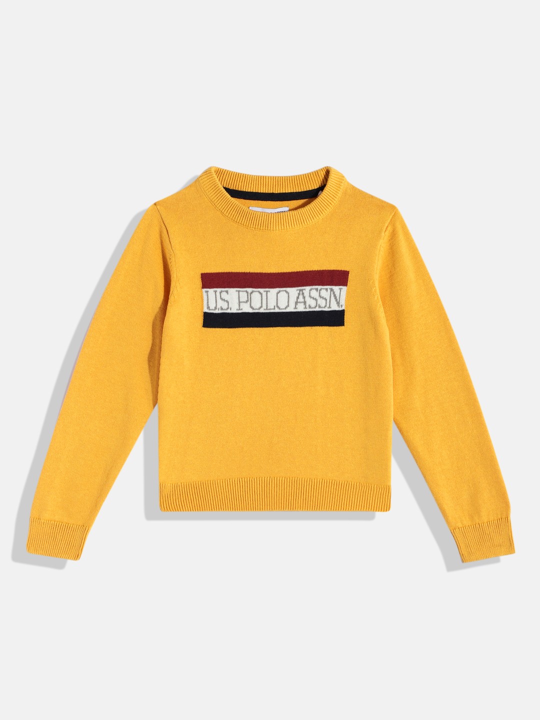 

U.S. Polo Assn. Kids Boys Yellow Brand Logo Print Pullover