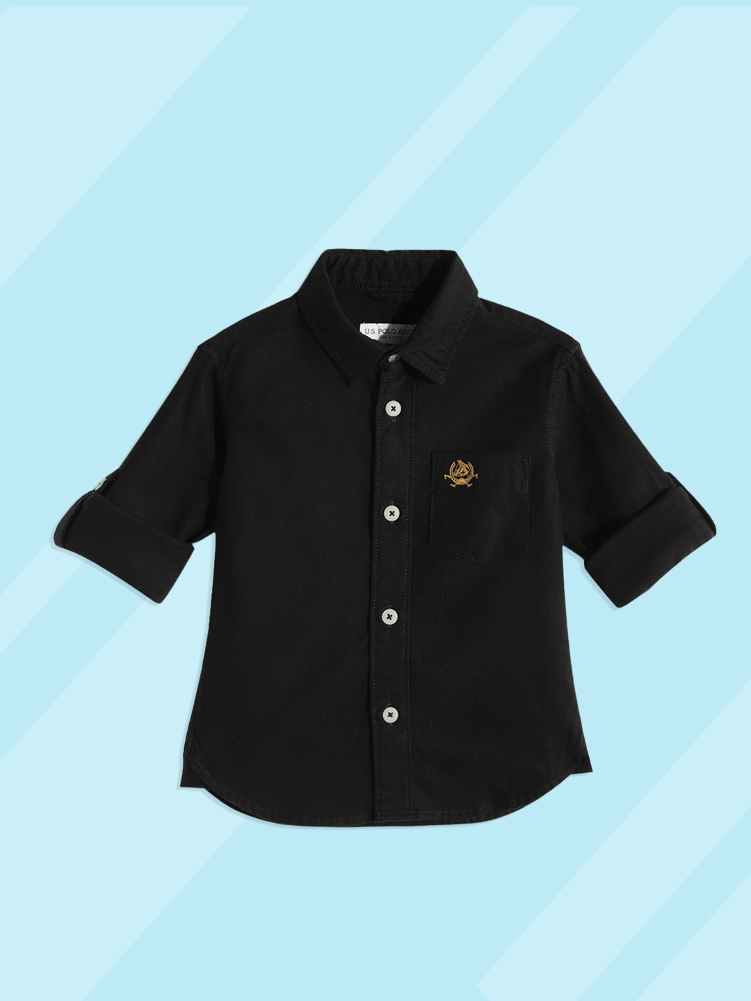 

U.S. Polo Assn. Kids Boys Black Solid Casual Shirt