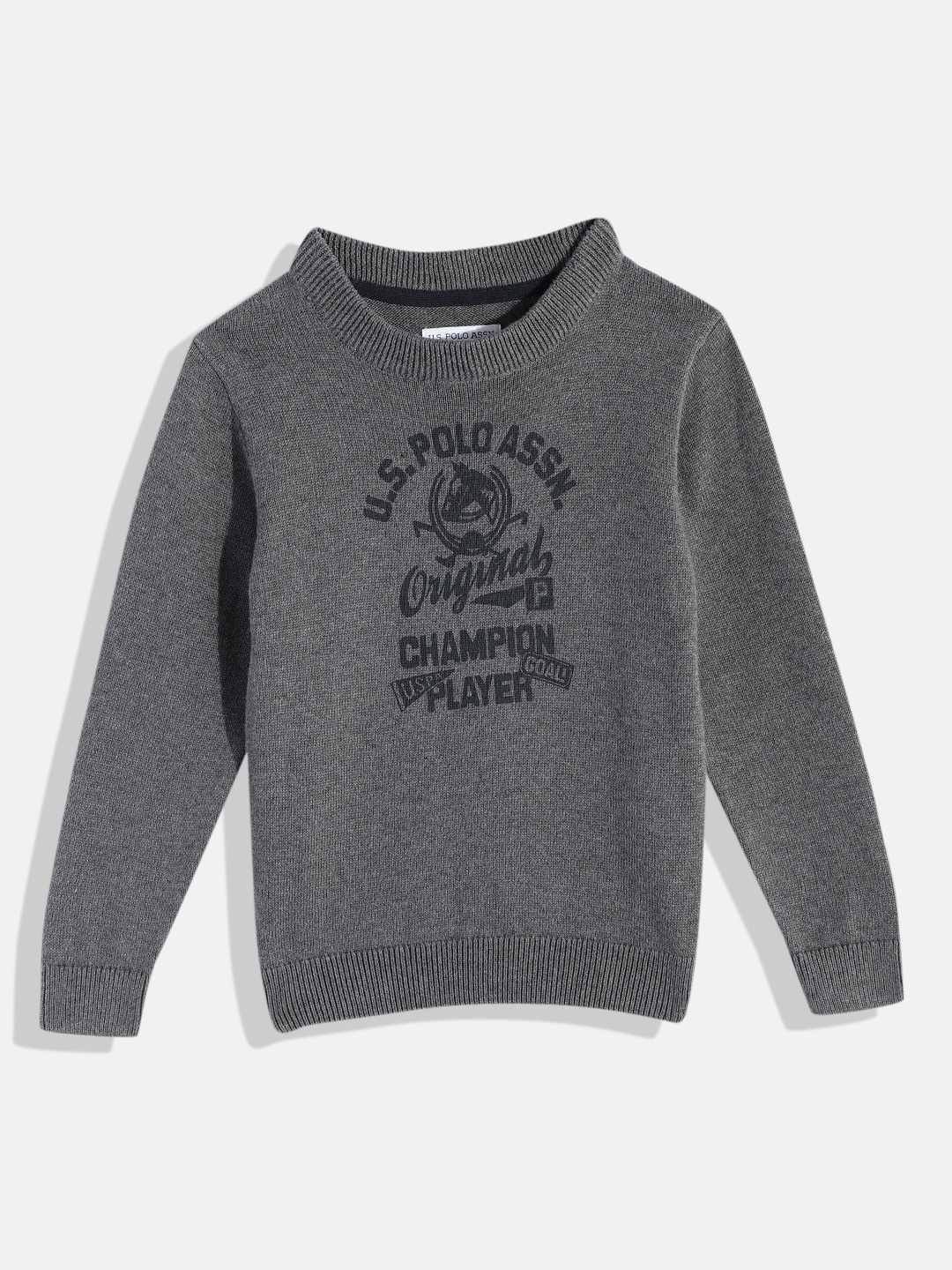 

U.S. Polo Assn. Kids Boys Grey Brand Logo Print Pullover