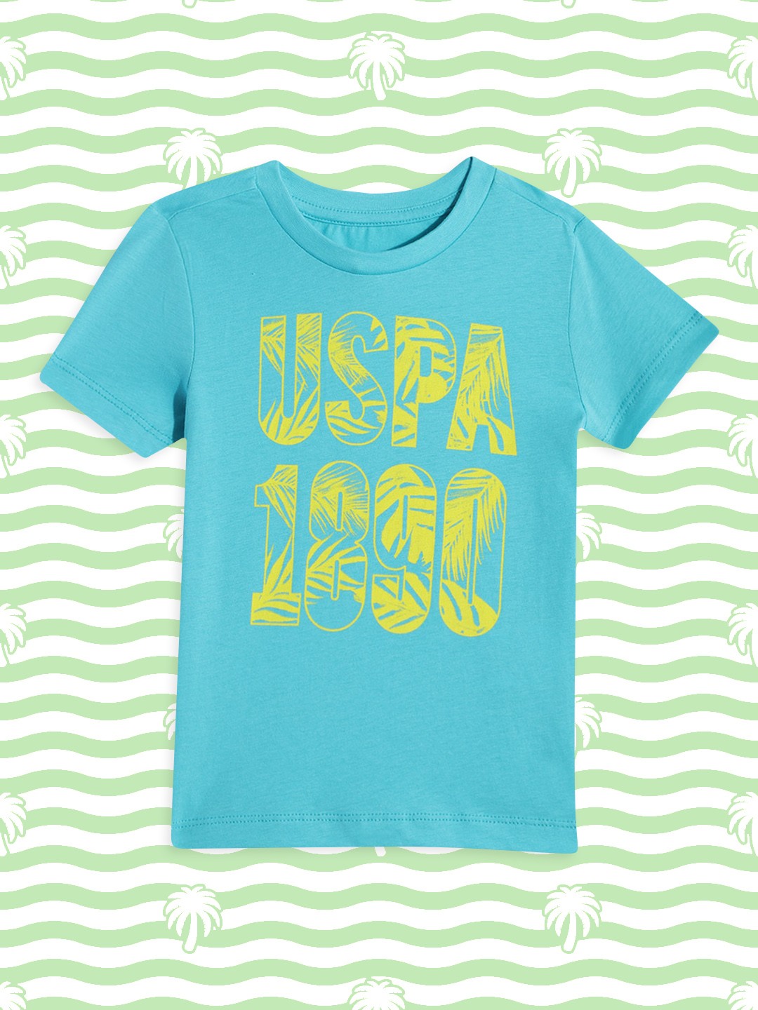 

U.S. Polo Assn. Kids Boys Blue Brand Logo Print Round Neck Pure Cotton T-shirt