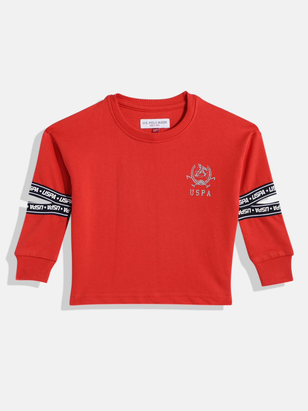 

U.S. Polo Assn. Kids Girls Red Printed Pure Cotton Sweatshirt