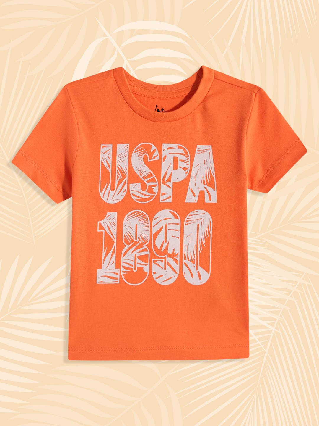

U.S. Polo Assn. Kids Boys Orange Brand Logo Printed Pure Cotton T-shirt