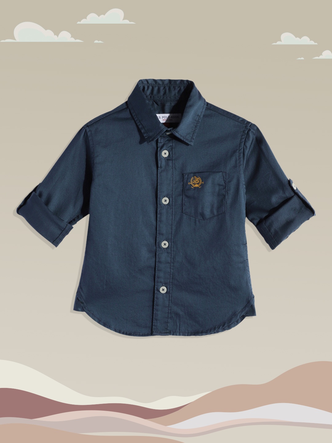 

U.S. Polo Assn. Kids Boys Navy Blue Pure Cotton Casual Shirt