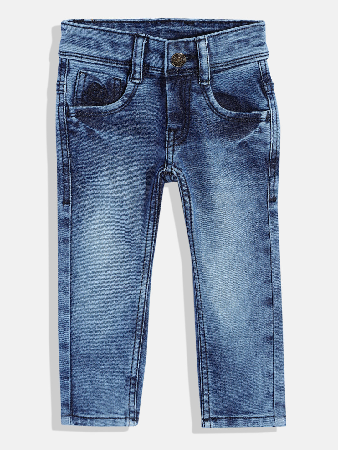 

U.S. Polo Assn. Kids Boys Skinny Fit Mid-Rise Heavy Fade Stretchable Jeans, Blue