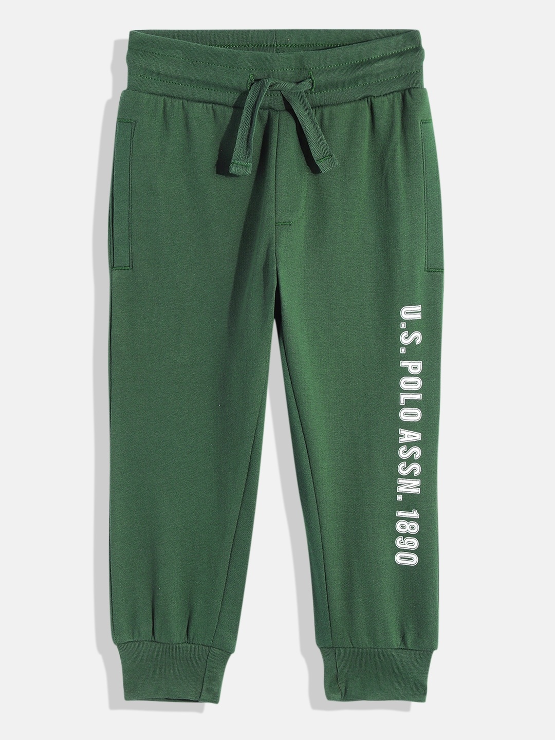 

U.S. Polo Assn. Kids Boys Brand Logo Printed Pure Cotton Joggers, Green
