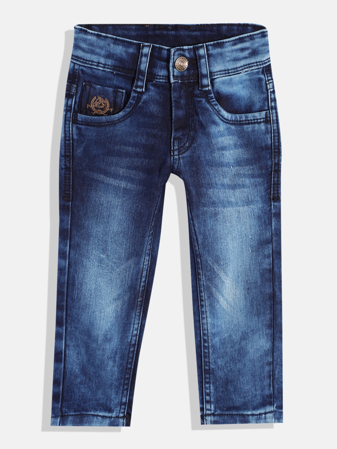 

U.S. Polo Assn. Kids Boys Skinny Fit Mid-Rise Heavy Fade Stretchable Jeans, Blue
