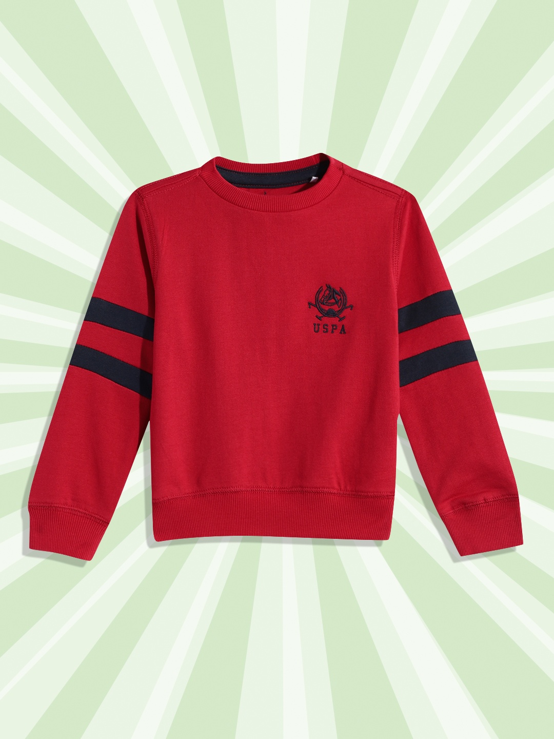 

U.S. Polo Assn. Kids Boys Red Solid Pure Cotton Sweatshirt With Embroidered Detail
