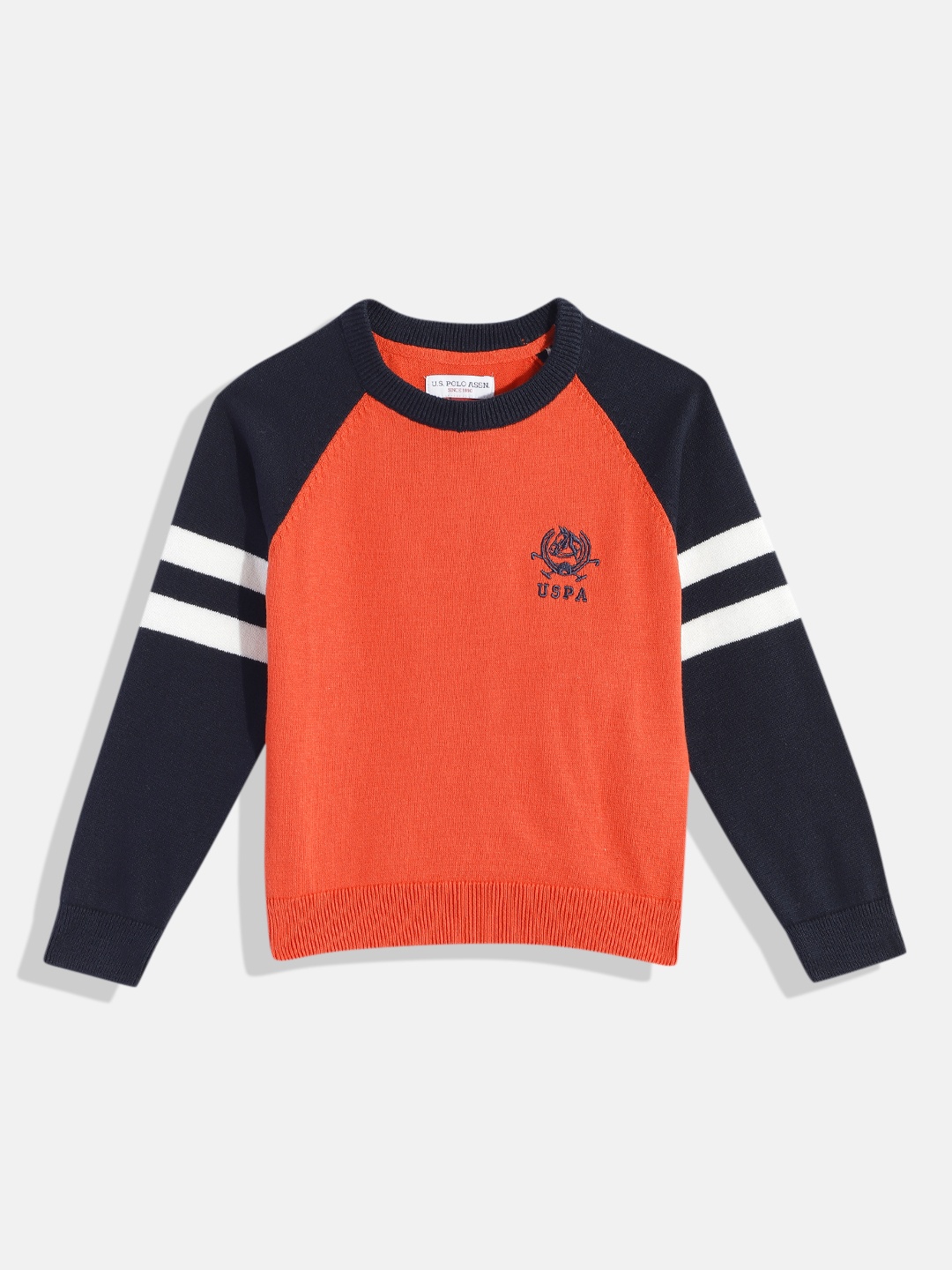 

U S Polo Assn Kids Boys Orange Raglan Sleeves Pullover