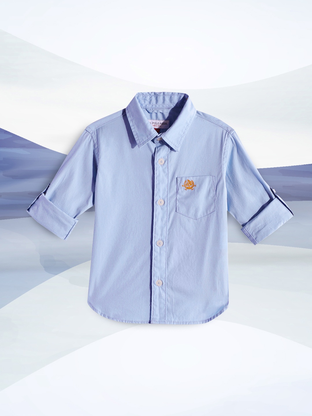 

U.S. Polo Assn. Kids Boys Blue Solid Pure Cotton Casual Shirt