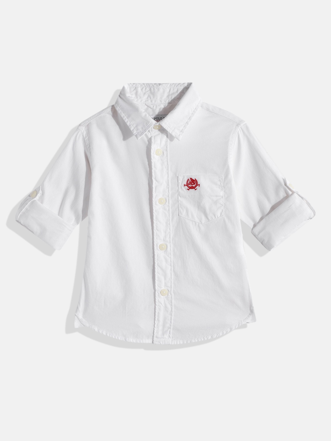 

U.S. Polo Assn. Kids Boys White Solid Pure Cotton Casual Shirt