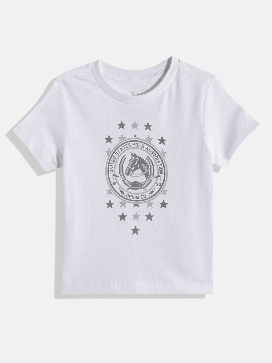 

U.S. Polo Assn. Kids Boys White Brand Logo Printed Pure Cotton T-shirt