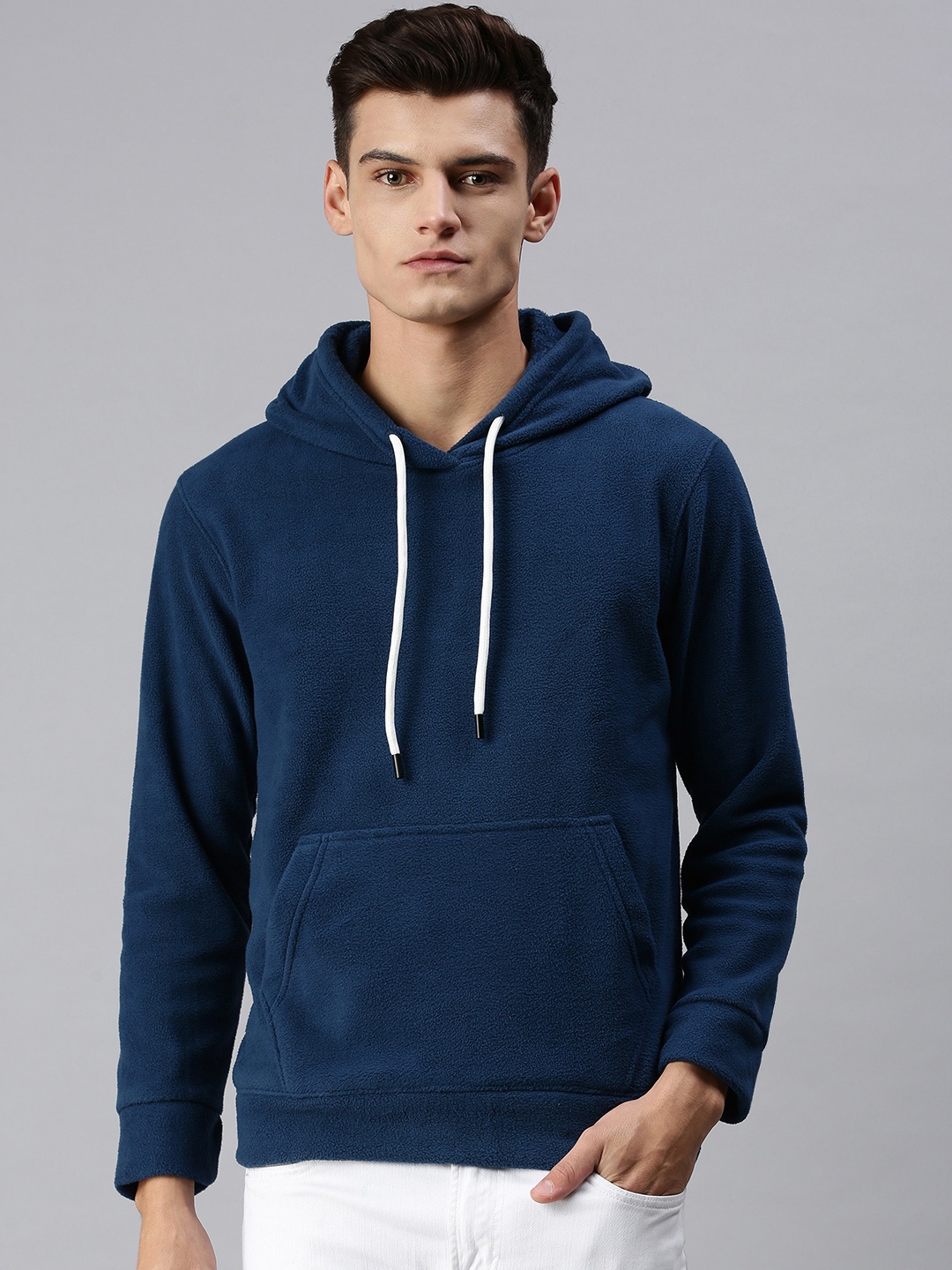 

SHOWOFF Men Blue Hooded Pullover Sweatshirt
