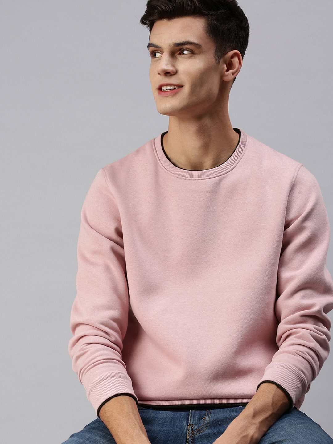 

SHOWOFF Men Peach-Coloured Pullover Sweatshirt