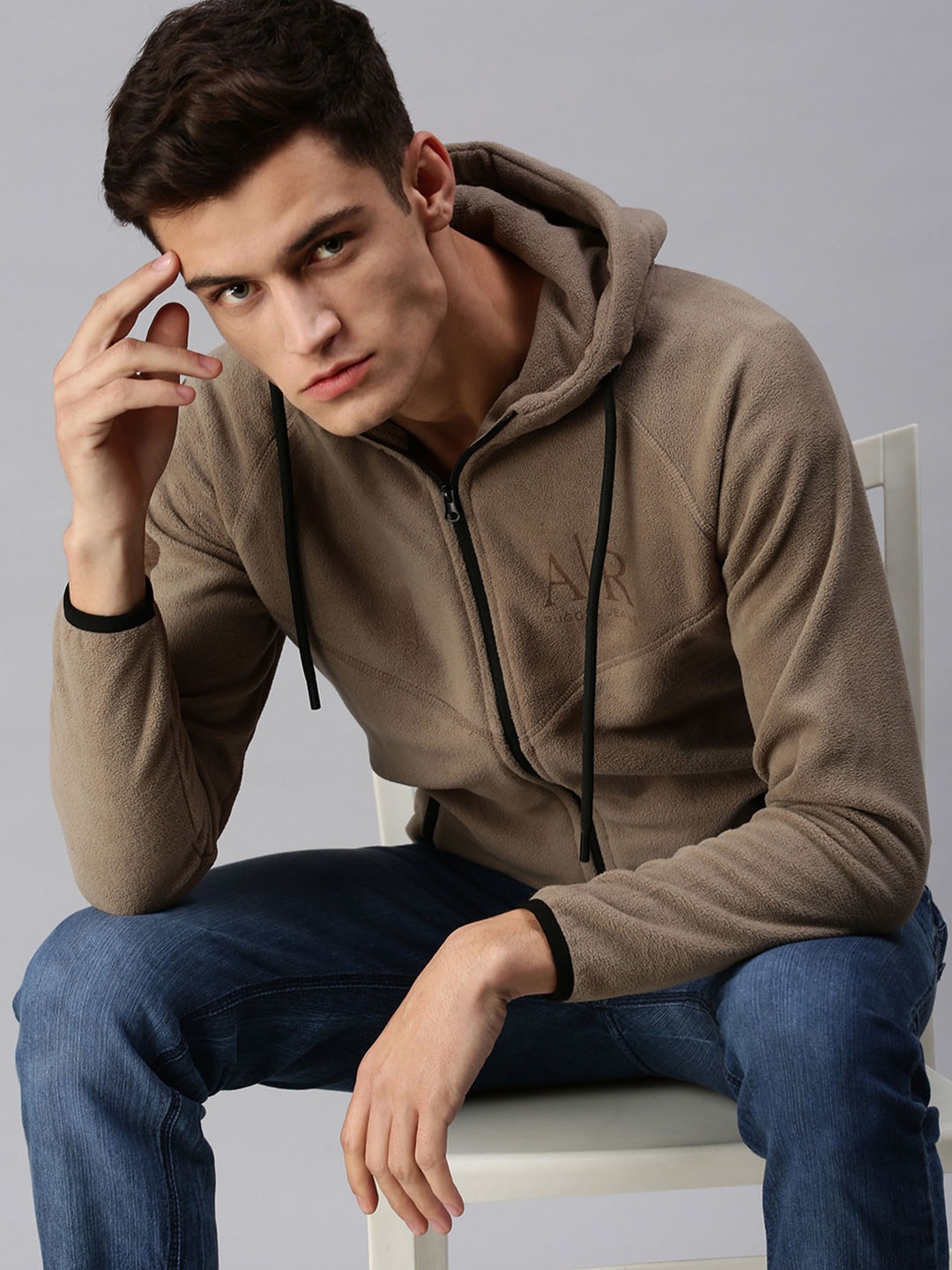 

SHOWOFF Men Grey Hooded Sweatshirt