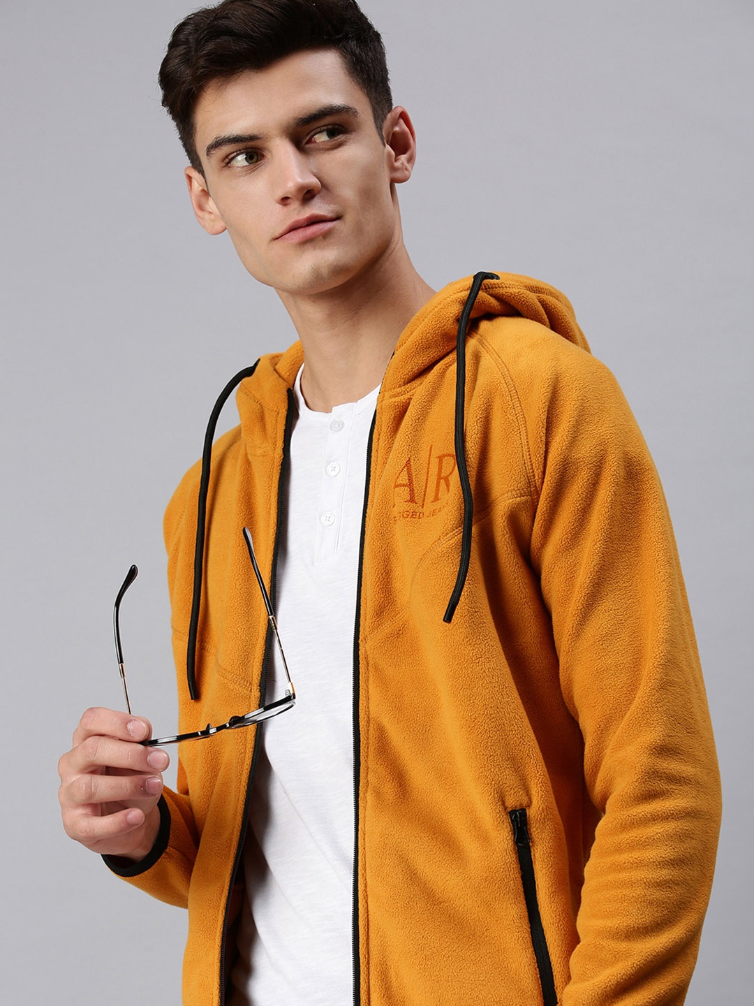 

SHOWOFF Men Yellow Hooded Sweatshirt