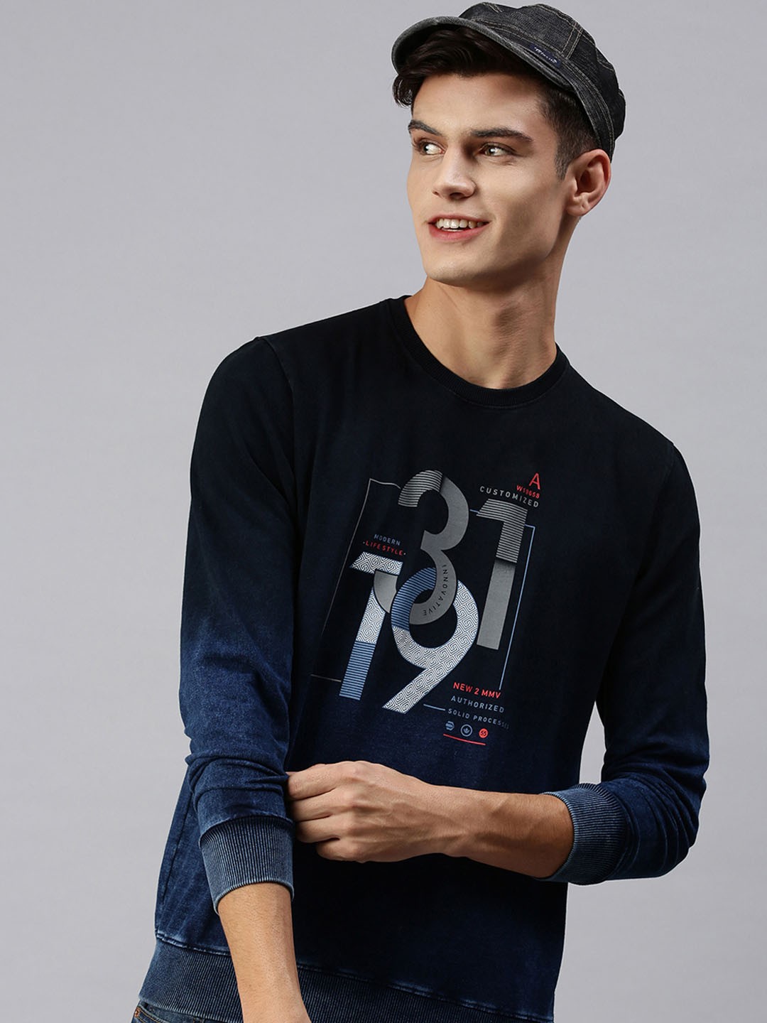 

SHOWOFF Men Blue Printed Sweatshirt