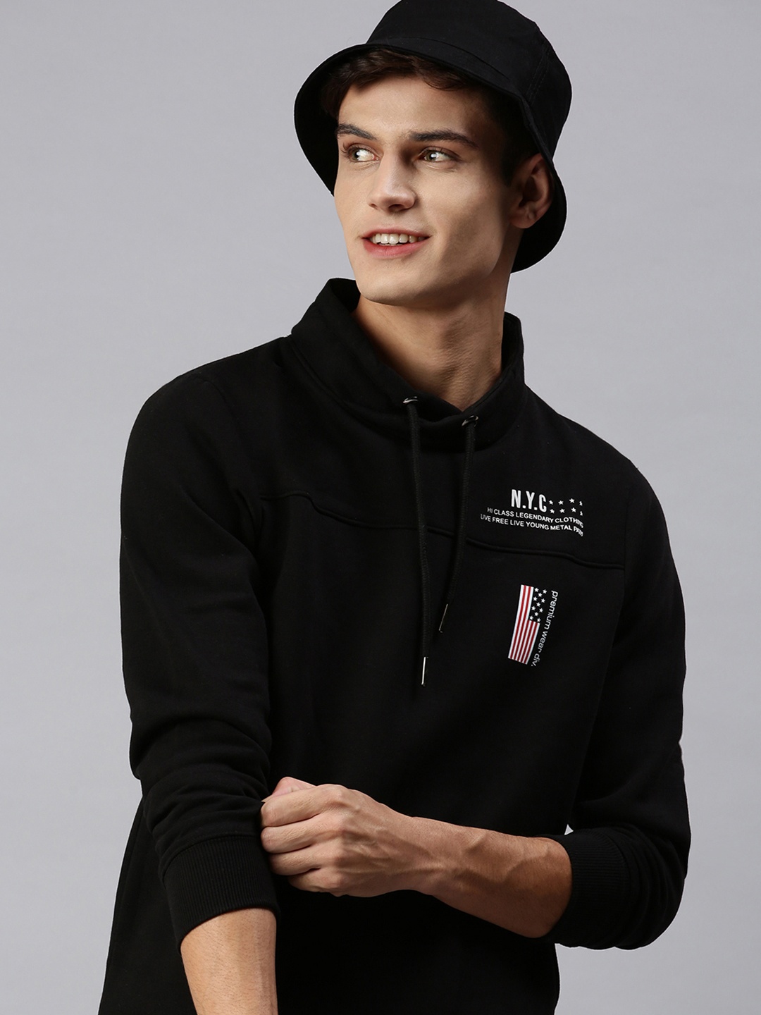 

SHOWOFF Men Black Hooded Pullover Sweatshirt