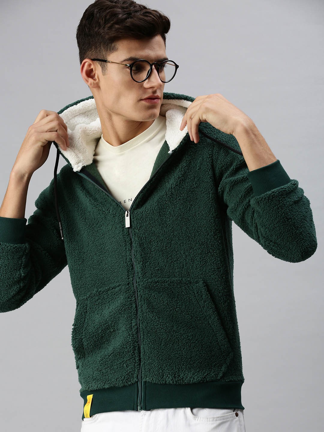 

SHOWOFF Men Green Hooded Sweatshirt