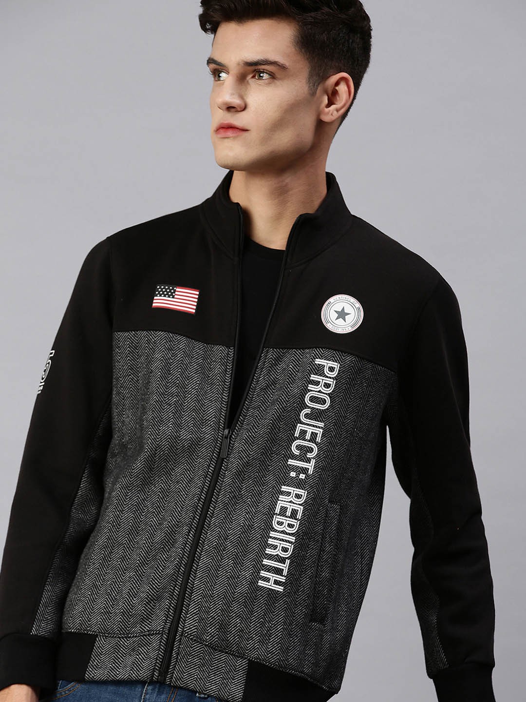 

SHOWOFF Men Grey Printed Pullover Sweatshirt