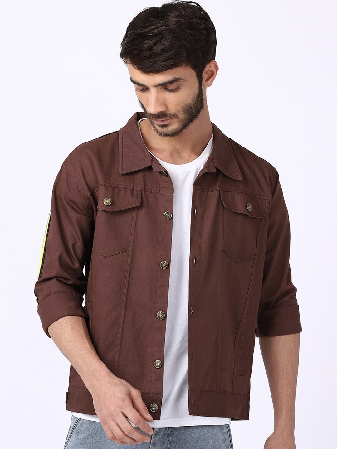 

VOXATI Men Brown Denim Jacket