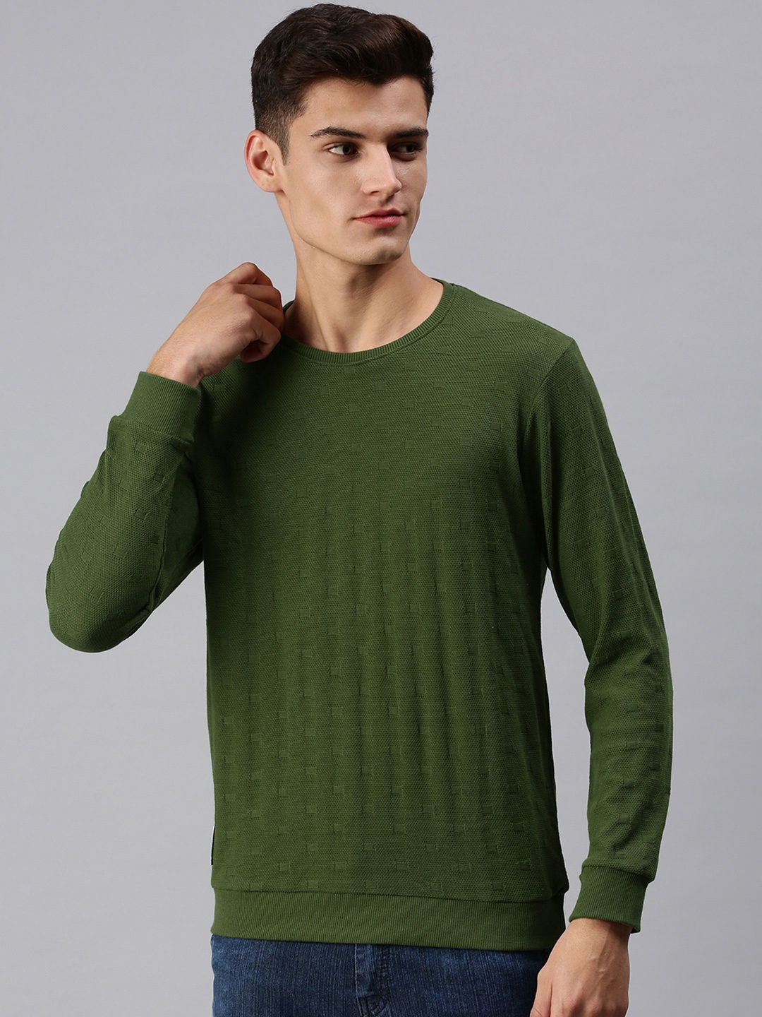 

SHOWOFF Men Dark Green Sweatshirt