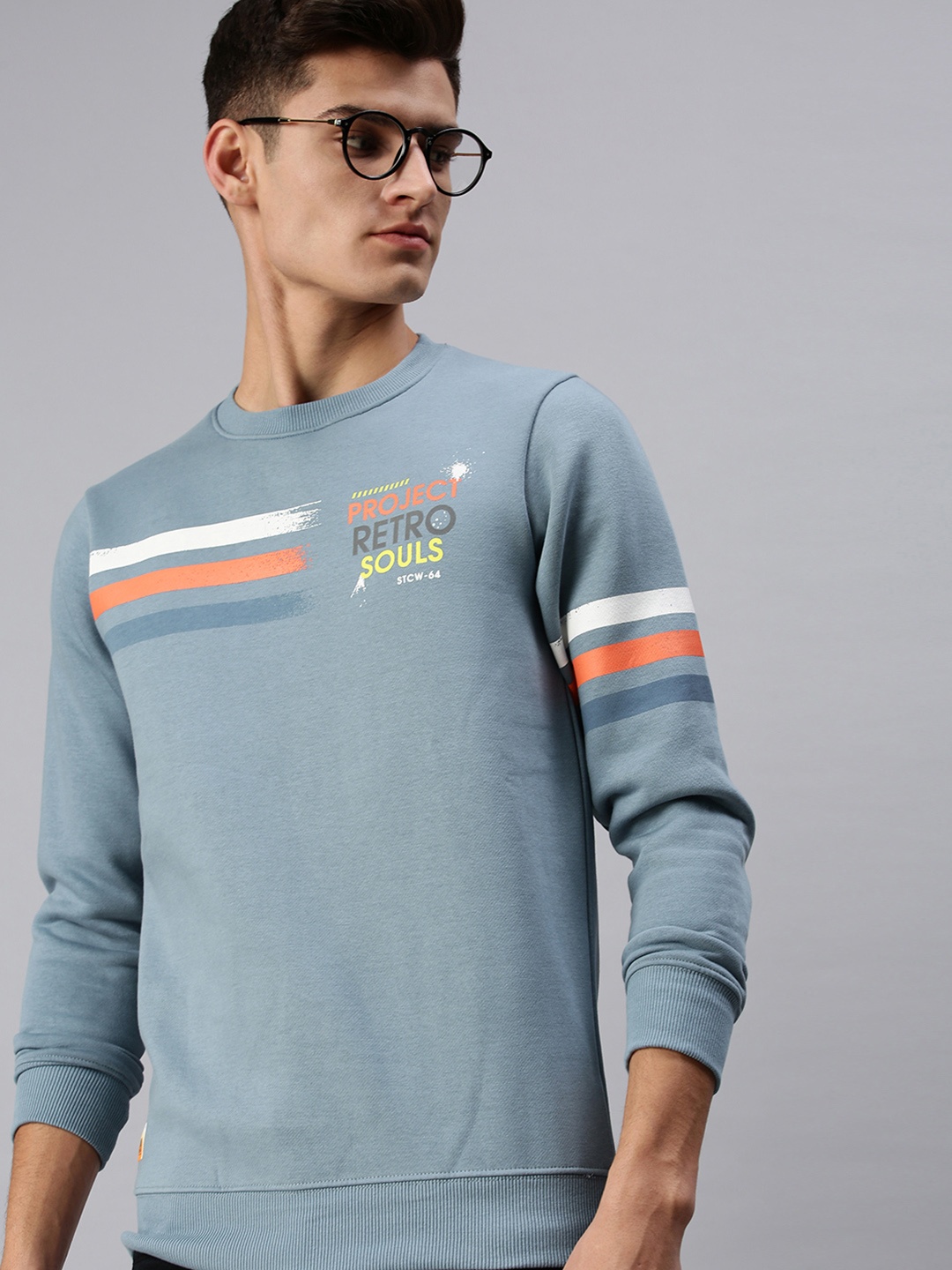 

SHOWOFF Men Blue Printed Pullover Sweatshirt