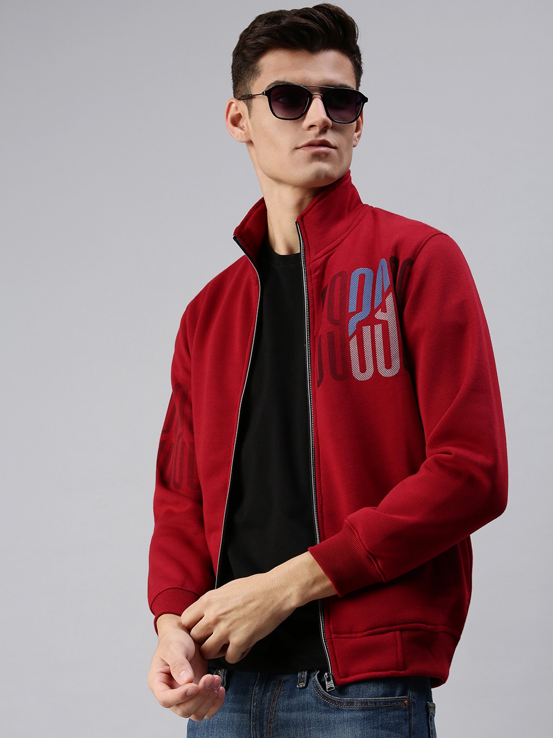 

SHOWOFF Men Red Printed Cotton Sweatshirt
