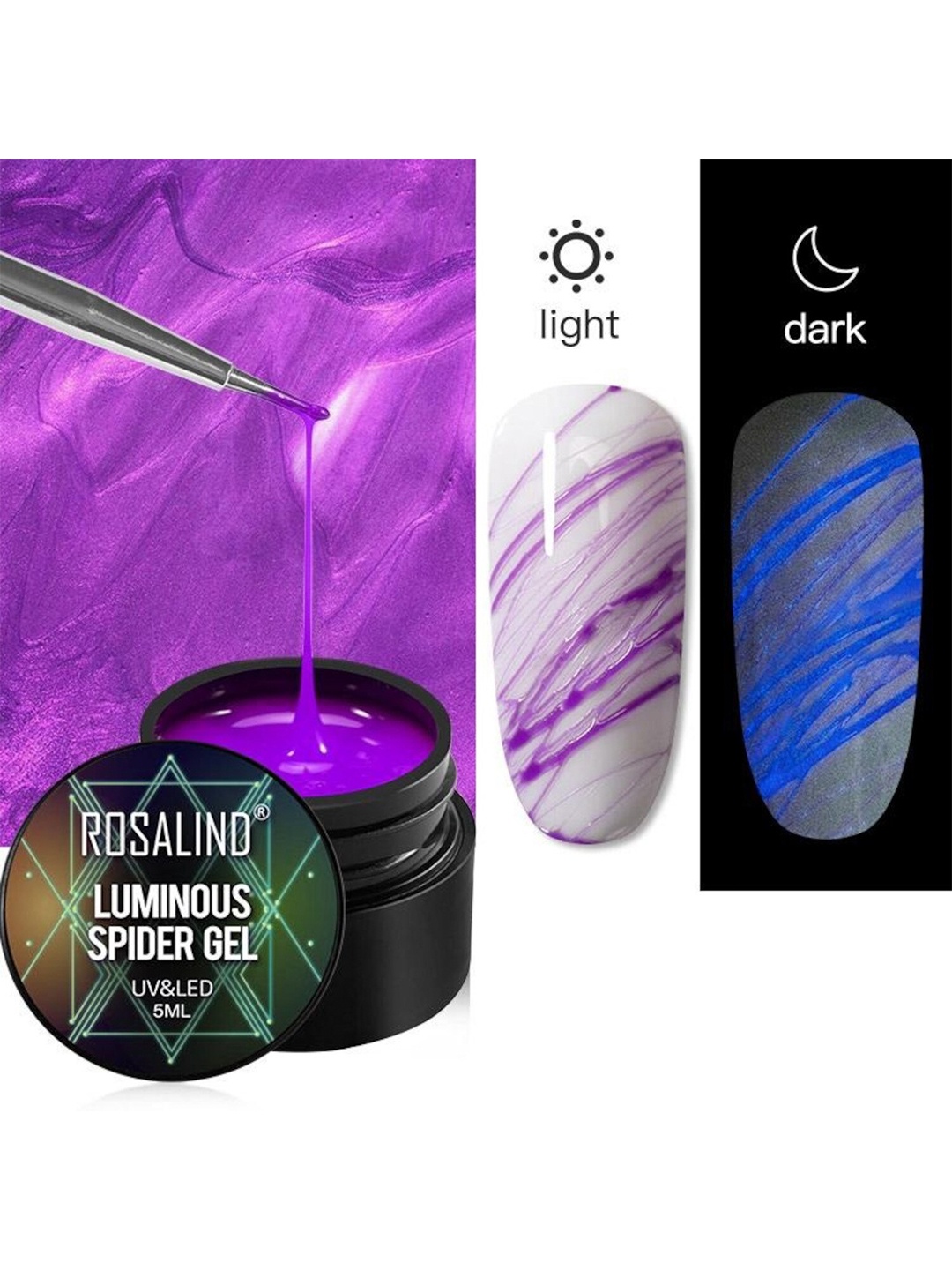 

ROSALIND Luminous Spider Gel UV & LED Nail Art - A914 5 ml, Multi
