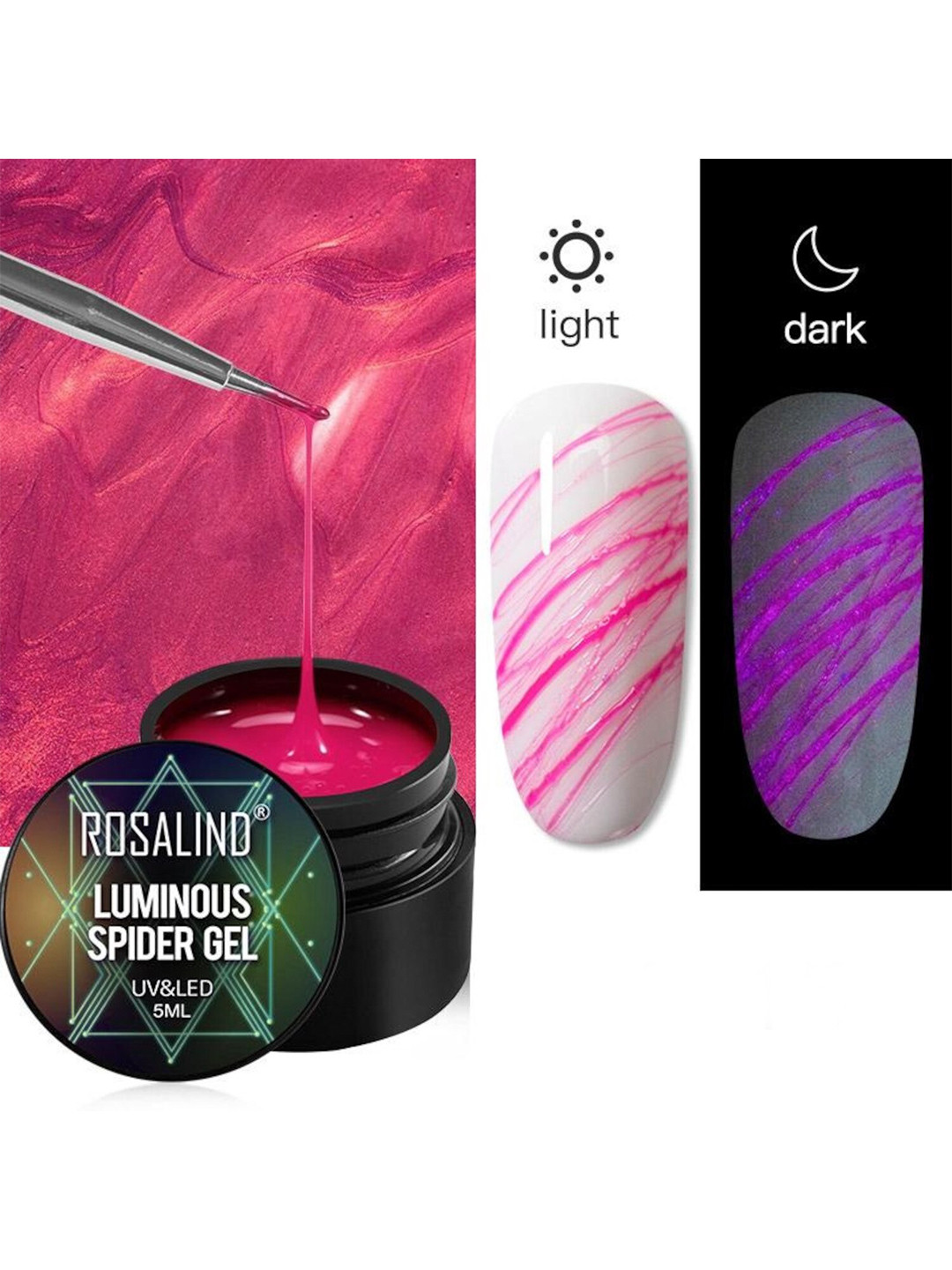 

ROSALIND Luminous Spider Gel UV & LED Nail Art - A915 5 ml, Multi