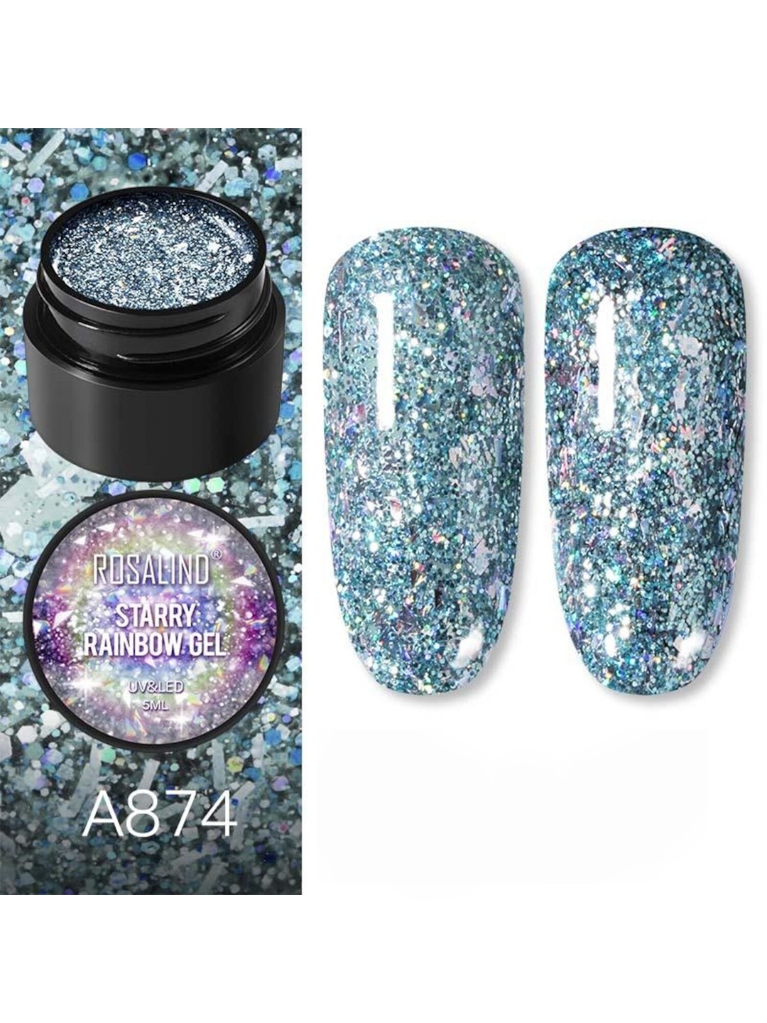 

ROSALIND Shiny Nail Gel Polish Soak Off UV Gel Nail Art 5ML, Blue
