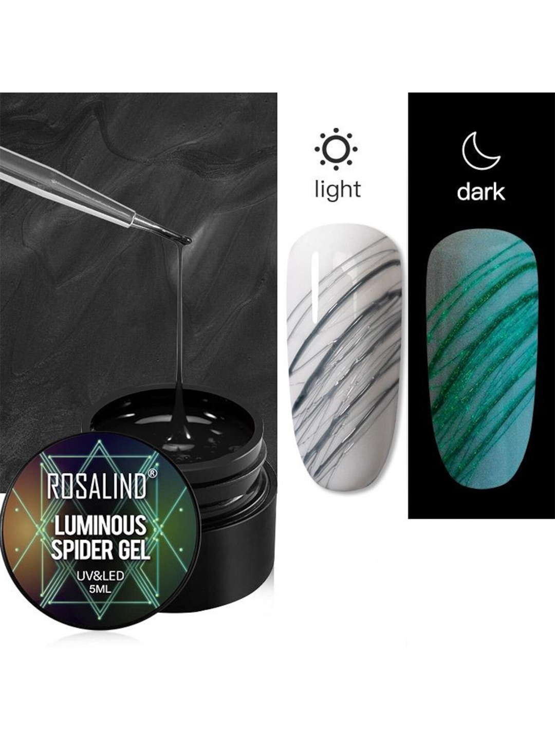 

ROSALIND UV & LED Nail Art Luminous Spider Nail Gel 5ml - Shade A918, Green