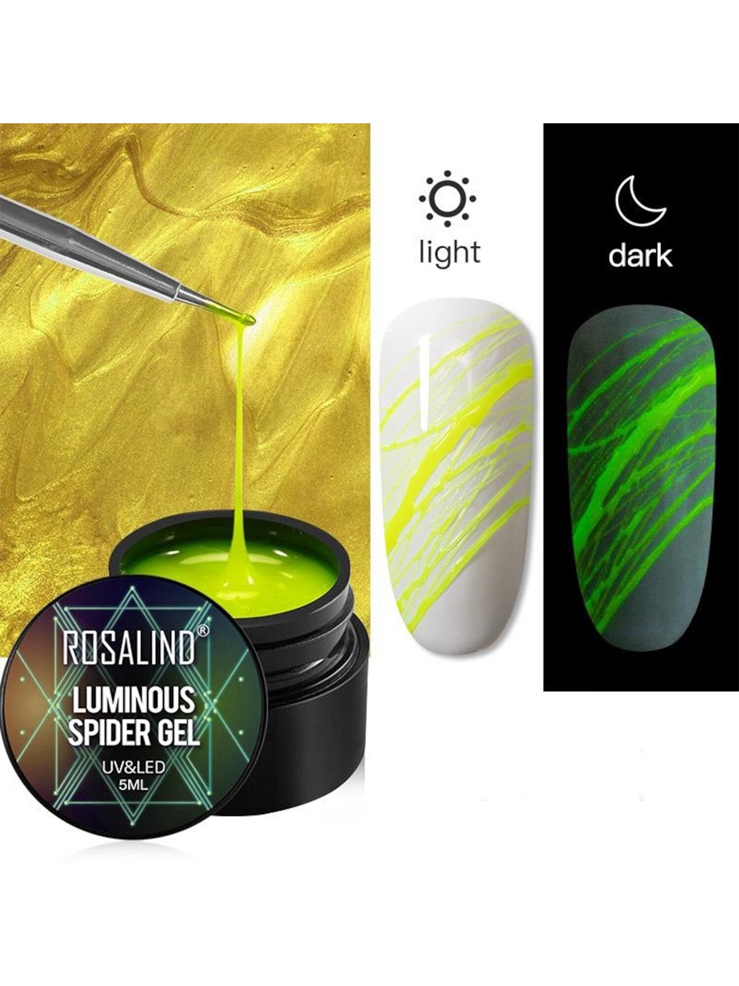 

ROSALIND Luminous Spider Gel for Line Nail Art 5ml, Multi
