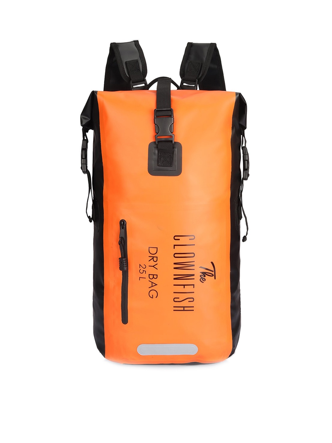 

THE CLOWNFISH Unisex Orange & Black Typography Backpack