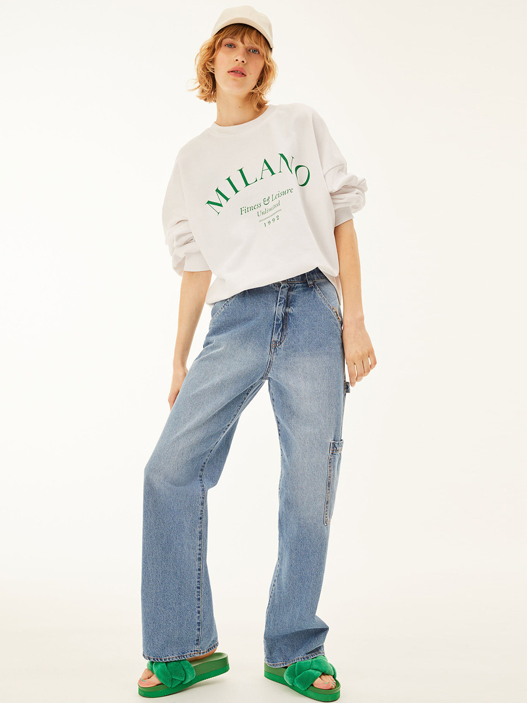 

H&M Women Blue Pure Cotton Wide Leg High Waist Jeans