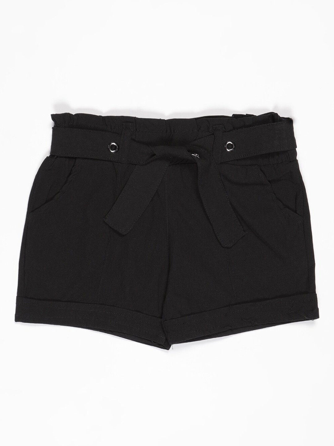 

V2 Value & Variety Girls Black Solid Viscose Rayon Hot Pants Shorts