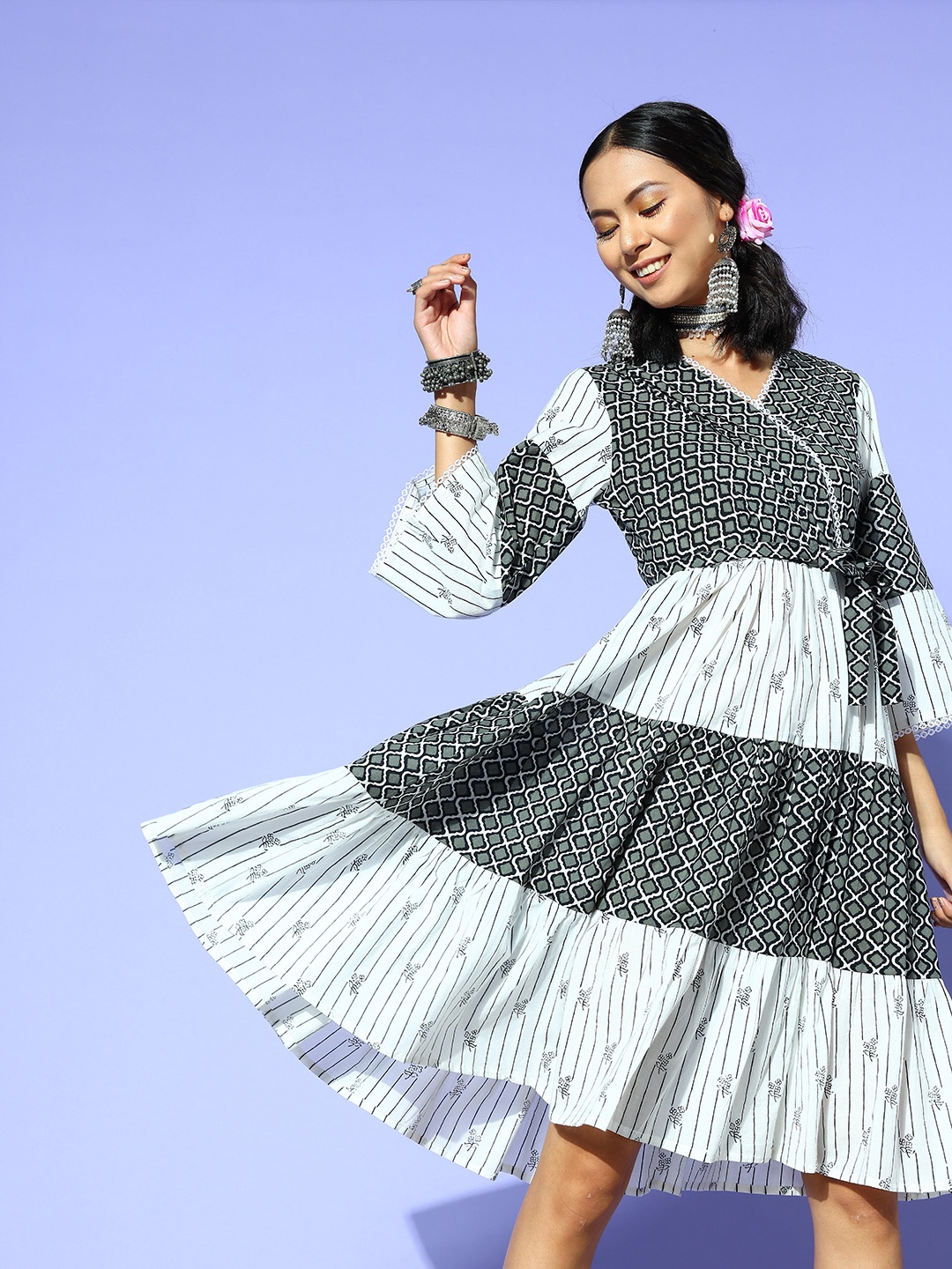 

Yufta Women Black Ethnic Motifs Indie Gal Dress