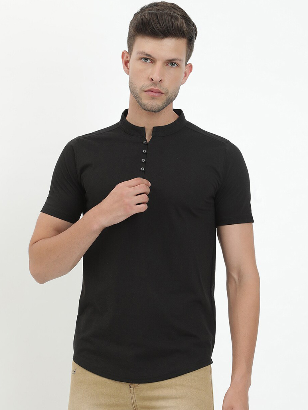 

V2 Value & Variety Men Black Thread Work Kurta